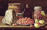 Luis Eugenio Melendez Still Life with Fruit and Cheese painting